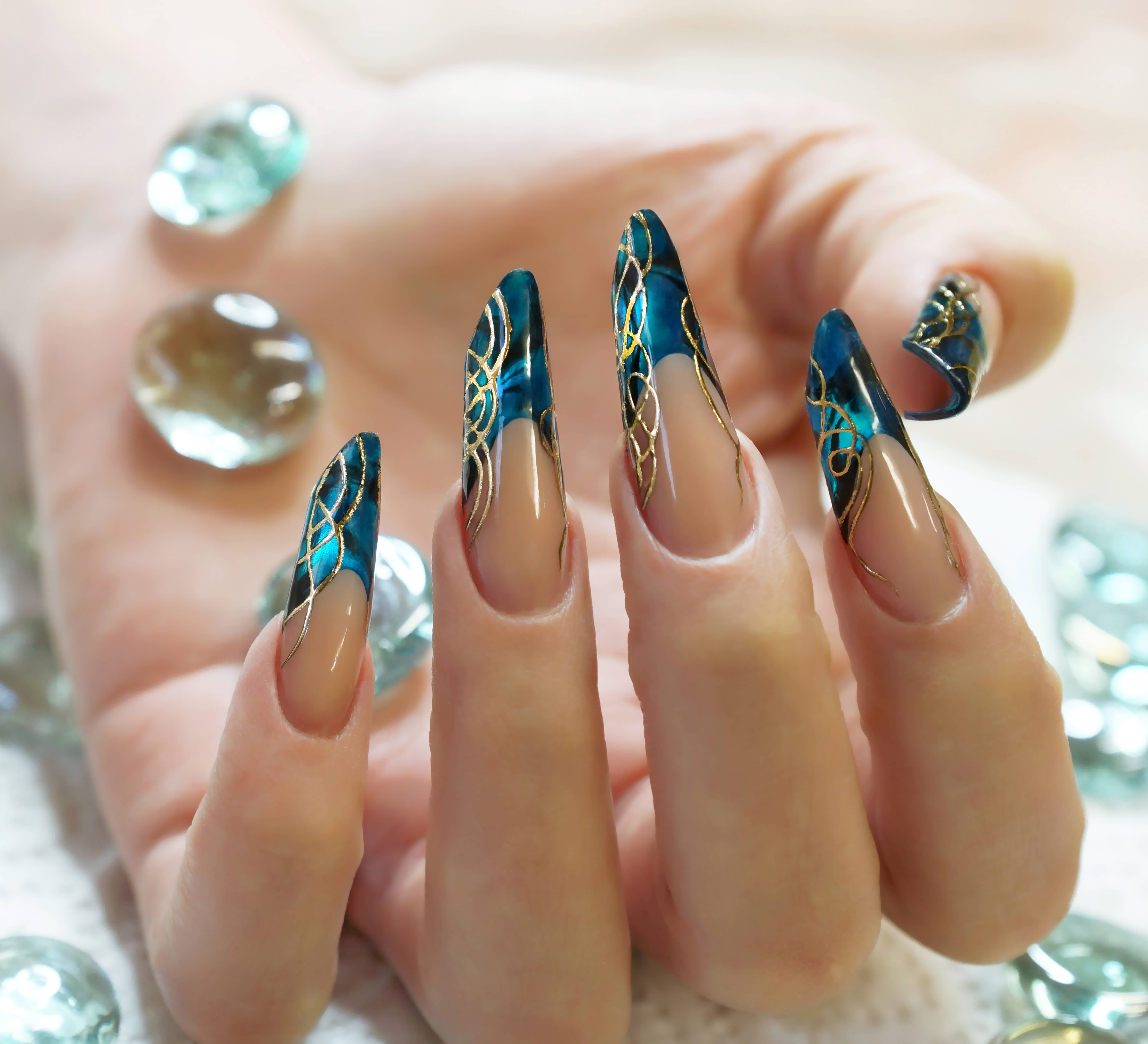 Blue nail design
